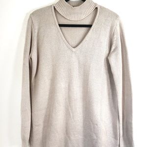 Tobi Alice taupe choker neck sweatshirt blouse
